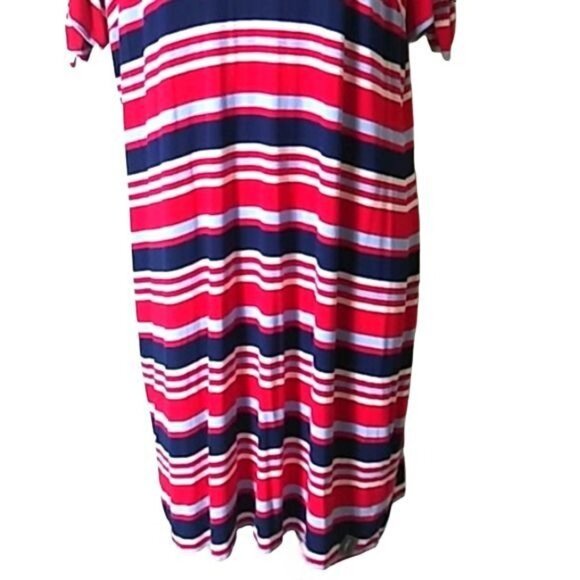 Westport Stripe Keyhole Front Tie-Knot Split Sleeves Dress Size Petite XL - Picture 4 of 9